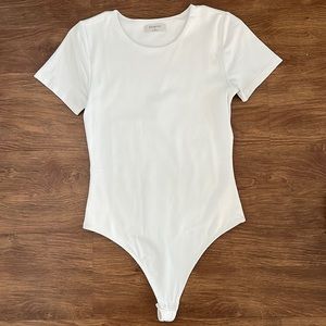 White short sleeve Aritzia Babaton Contour thong bodysuit